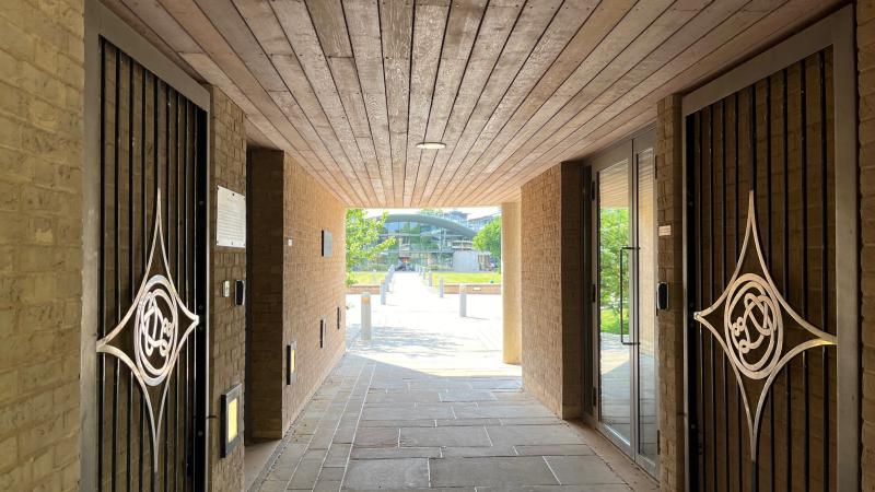 Open gates to the Centre for Mathematical Sciences in Cambridge