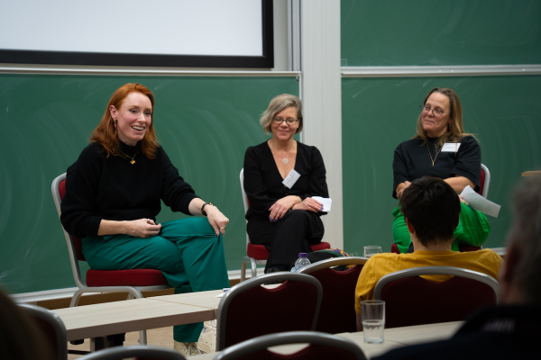 Professor Hannah Fry with Plus Editors Marianne Freiberger and Rachel Thomas